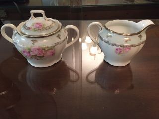 Antique Germany 11 Creamer And Sugar Bowl