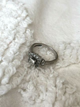 14k White Gold Vintage Princess Cut Diamond Ring.  33ctw - Size 4.  5,  2.  6g