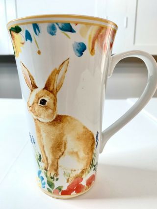 Coventry Summer Bunny Rabbit Tall Coffee Mug With Red Green Yellow Blue Floral