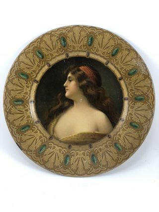 Vintage Tin Litho Art Plate Lady No 102 Una Gitana