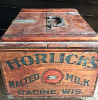 Vintage Horlick Malted Milk Wooden Crate Racine Wisconsin Large 2