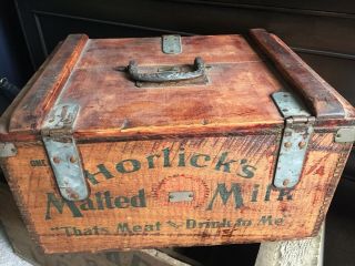 Vintage Horlick Malted Milk Wooden Crate Racine Wisconsin Large 3