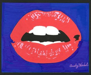 Vintage Rare Mixed Media On Paper Hand Signed Andy Warhol - Lips