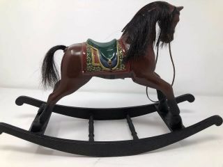 Music Box Rocking Horse Red And Green Plays”camp Town Races 16”long,  10.  5”high