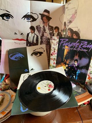 Prince - Purple Rain 1984 Vinyl Lp With Poster