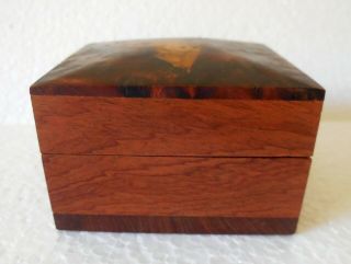 Vintage Burl Wood Small Mini Jewelry Gift Ring Box Trinket Stash Box Dome Top