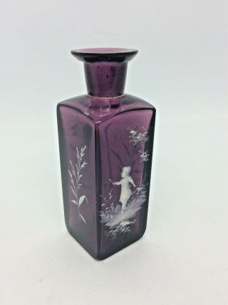 Early Mary Gregory Perfume Bottle Deep Amethyst Emnameled 1890s