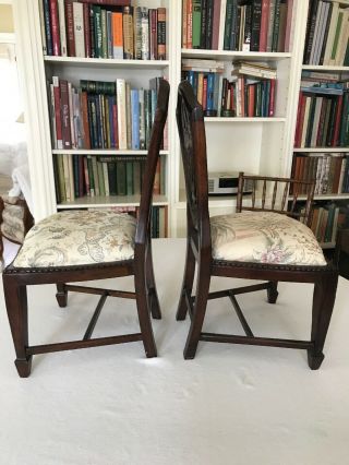 Antique Vintage Walnut Wood Carved Shield Back Child Doll Chairs 2