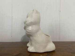 Vintage Small White KITTY CAT Planter Pot 4.  5”.  Blue Eyes,  Pink Nose 3