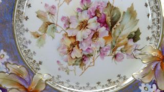 S&T RS Germany Porcelain Cabinet Plate Dark Colors Floral Design 9 1/8 