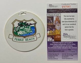 Vintage Pebble Beach Bag Tag Signed By Jack Nicklaus Pga Us Open Masters Jsa