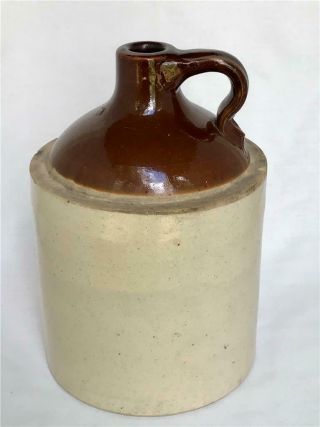 Vintage One Gallon Stoneware Whiskey Jug Brown Slip 1937