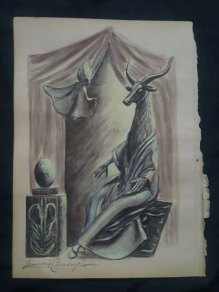 Leonora Carrington Drawing On Paper,  Vintage,  Rare,