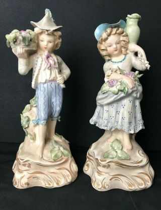 Vintage Cordey 10.  5 " Tall Porcelain Figurines 5047 And 5048 Ygf