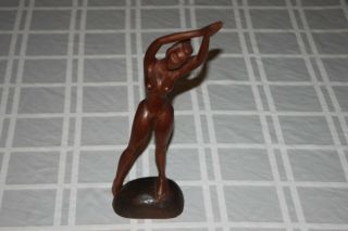 Vintage Mid Century Carved Wood Nude Woman Lady Sculpture Statue Figure 12 "