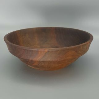 Hand Turned Wooden Bowl Walnut Artisan Signed Dated Fruit Bowl