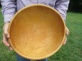 Antique Xx - Large Wooden Dough Bowl Hand Turned Solid Maple,  Virginia Farm Made