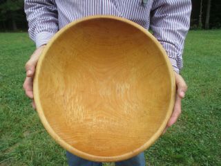 ANTIQUE XX - LARGE Wooden DOUGH BOWL Hand Turned Solid Maple,  Virginia Farm Made 2
