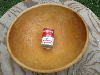 ANTIQUE XX - LARGE Wooden DOUGH BOWL Hand Turned Solid Maple,  Virginia Farm Made 3