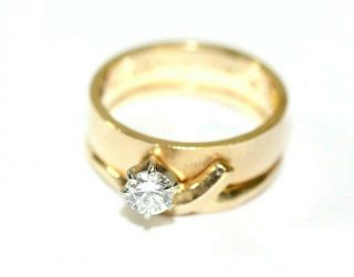 Vintage 14k Gold Solitaire Diamond Womens Wedding Ring: Size 5.  5, .  35 Carat