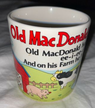 Vintage Vtg Old Mcdonald Had A Farm Cup Mug Japan Figure Pig In Bottom Inside