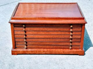 Vintage Walnut Coin Collectors Cabinet - 6 Drawer - Rare
