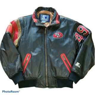 Vintage 90s Starter San Francisco 49ers 100 Leather Color Block Nfl Jacket Sz M