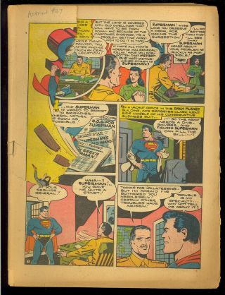 Action Comics 67 Coverless & Missing First Page Golden Age Superman Dc 1943