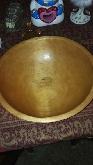 Vintage Primitive Munising Wooden 13 " Bowl Light Colored Wood And Signed