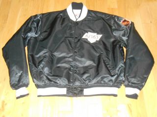Vintage 80s Starter Black Los Angeles Kings Mens Nhl Hockey Team Satin Jacket Xl