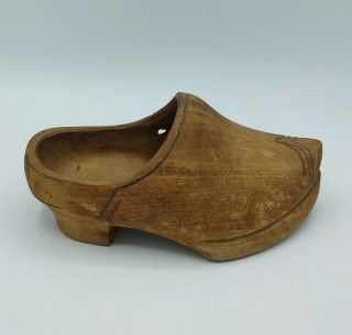 Vintage Child ' s Hand Carved Simple Dutch Wooden Shoe Clog Holland 2