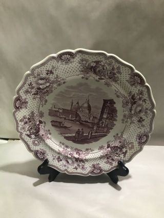 Antique 1830 Ridgway Italian A View In Venice Dinner Purple Transferware