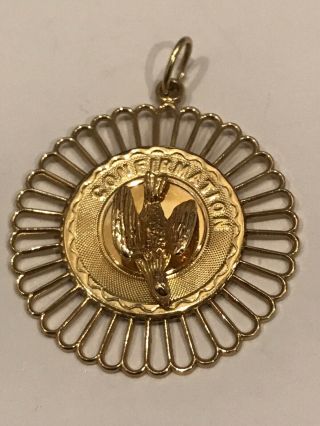 Vintage 14k Gold Confirmation Pendant / Charm - Engraved With Date
