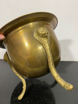 Vintage Copper Lion Head Footed Garden Planter Vase Bowl