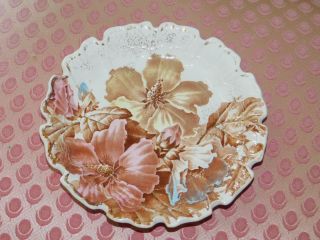 Antique Althea Brown Westhead & Moore Transferware Scalloped Plate