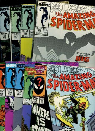 Spider - Man 279,  286,  287,  288,  289,  290,  292,  293,  294 (1986 - 7 Marvel) 9 Books