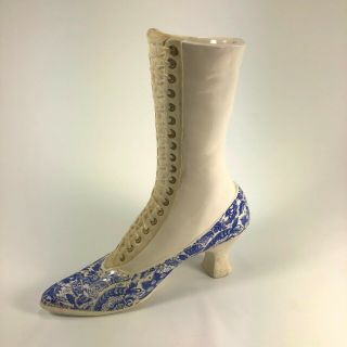 Vintage Ceramic Porcelain Victorian Boot Vase Planter 10 " Shabby Chic Victorian