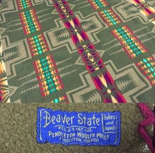 Vintage Pendleton Beaver State Aztec Wool Blanket
