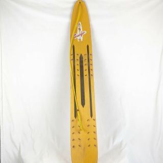Vintage 1960s Snurfer Board By Jem Wood Snowboard Yellow Black Rope 46 "