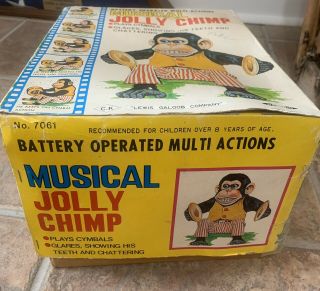 Vintage 60’s Daishin Japan Musical Jolly Chimp Monkey W/box Rare C.  K. 3