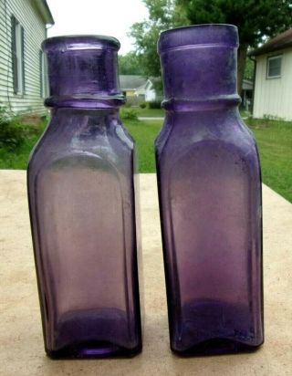 Purple Colored Square Pickle Bottles 1910 
