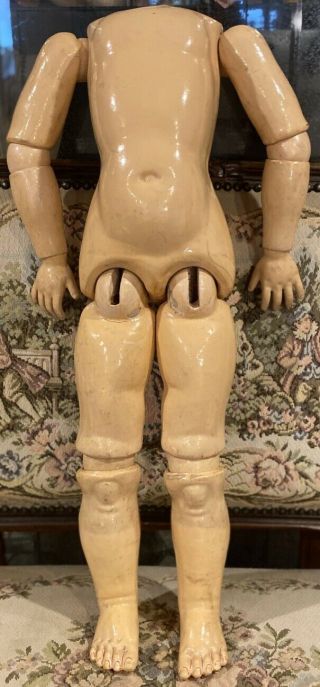 C1890 23” Antique German Mkd Handwerck Doll Body In Orig Finish 30 " Doll