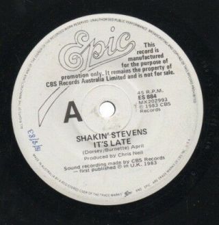 Shakin Stevens Rare 1983 Australian Promo Only 7 " Oop P/c Single " It 