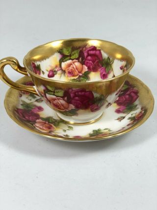 Vintage Royal Chelsea Golden Rose Cup And Saucer