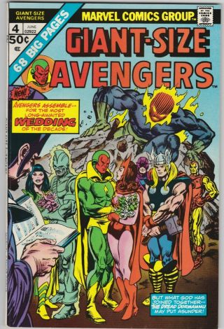 Giant Size Avengers 4 Vf/nm 9.  0 Bronze Age
