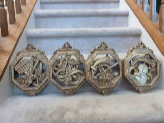 Vintage Homco / Syroco Musical Theme Wall Hangings - Set Of (4) - Marked / Dated