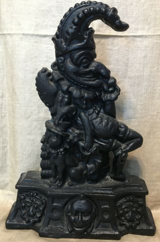 Vintage Cast Iron “mr Punch” Door Stop Rare 13.  5 Inches Tall