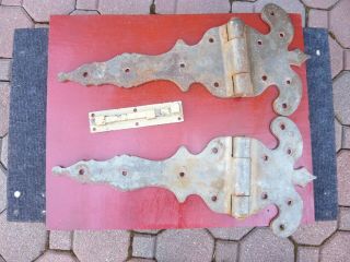 Hinges Vintage Large Pair Heavy Duty Barn Door Anchor Ship Hinges (cast Iron?)