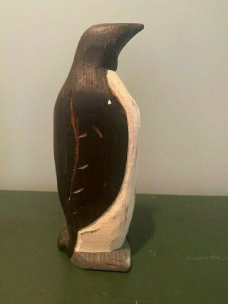 Rare Wolf Creek Usa Vintage Carved Wooden Folk Art Figure – 7 3/4 " Penguin
