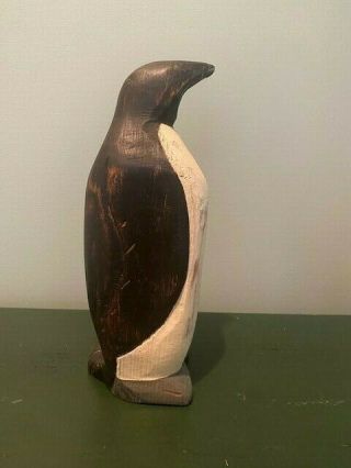 Rare Wolf Creek Usa Vintage Carved Wooden Folk Art Figure – 8 3/4 " Penguin